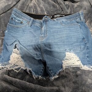 Torrid Light Blue Frayed Jean Shorts